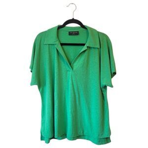 Lane Bryant Women's Kelly Green Linen Blend Polo Shirt Size 18/20